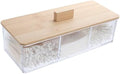 Wood Qtip Holder 3 Compartments Cotton Ball and Swab Holder Organizer by Sohalejr