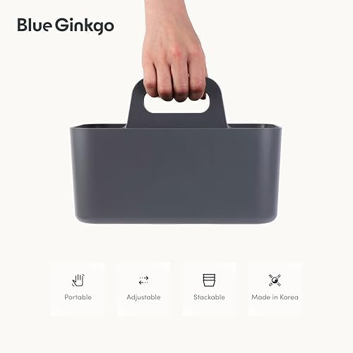 BLUE GINKGO Stackable Organizer Caddy, Dark Grey, Made in Korea - Image 5