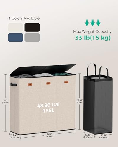 185L Laundry Hamper 3 Section - Image 4