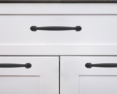 khtumeware 6 Pack 5 Inch(128mm) Black Cabinet Pulls Black Kitchen Matte Black Cabinet Handles Kitchen Cabinet Hardware for Cupboard Drawer Handles Dresser Pulls