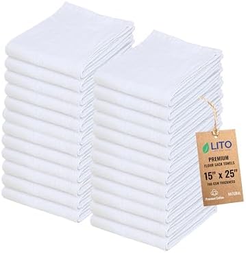 Flour Sack Towels – 24 Pack Cotton Kitchen Dish Towel, Tea Towels by LITOLinenandTowel