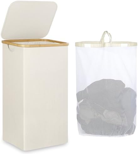 IEGrow Laundry Hamper with Lid, 110L Laundry Basket with Mesh Bags by iEGrow