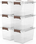 WYT 6-Pack Clear 7 Quart Storage Latch Box/Bins, Plastic Stackable Latching Box by WYT