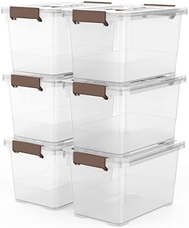WYT 6-Pack Clear 7 Quart Storage Latch Box/Bins, Plastic Stackable Latching Box by WYT