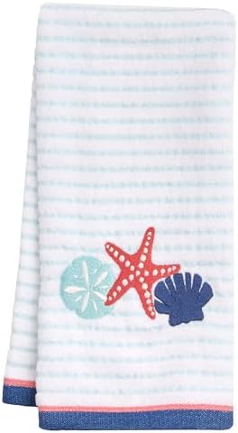 Ritz 2-Piece Cotton Velour Bathroom Hand Towel Set, Embroidered Seashell Trio by RITZ