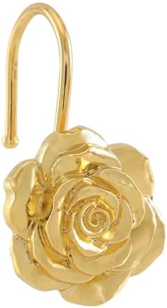 Metal Rose Shower Curtain Hooks, Rust-Resistant Hooks by GNUEYART