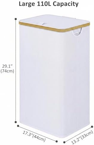IEGrow Laundry Hamper with Lid, 110L Laundry Basket with Mesh Bags - Image 3