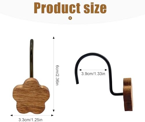 Shower Curtain Hooks, Wood Decorative Shower Curtain Rings, Modern Round Log - Image 3
