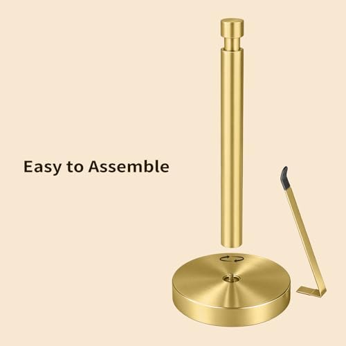 YUMORE Heavy Duty Paper Towel Holder Countertop Weighted Base Gold - Image 7