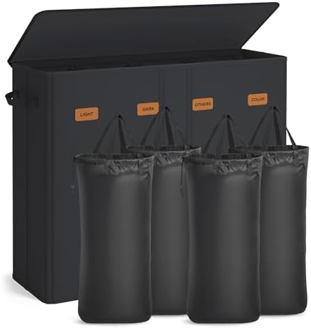 SONGMICS 210L Laundry Hamper, 4-Compartment Laundry Sorter by Unknown