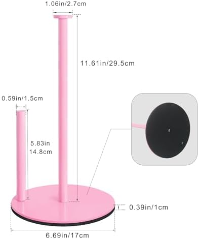 Pink Paper Towel Holder, Stainless Steel, - Image 4