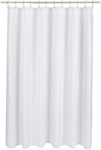 Amazon Basics Linen Style Bathroom Shower Curtain, 100% Polyester, Bright White by AmazonBasics