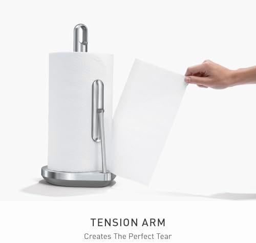 simplehuman Tension Arm Countertop Paper Towel Holder, Easy One-Handed Tear - Image 3