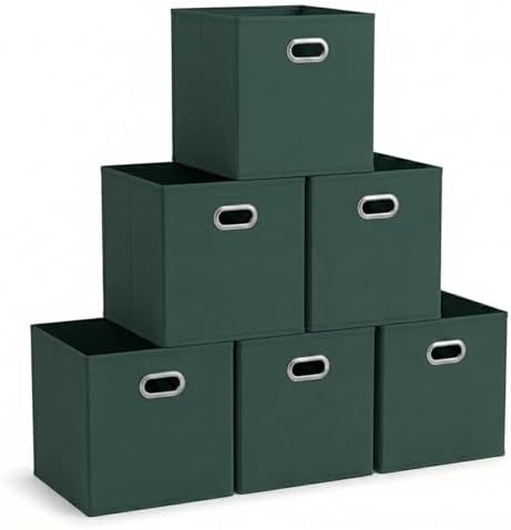 Household Essentials Foldable Fabric Storage Cubes 6-Pack – 11x11x11 Stackable by HouseholdEssentials