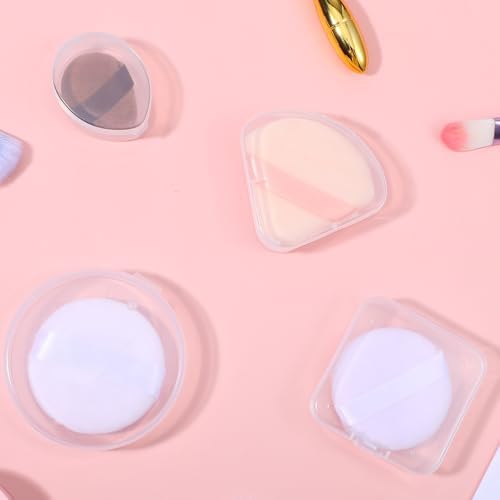 4 PCS Toner Pad Travel Case Round Makeup Puff Protective Container Clear Makeup - Image 5