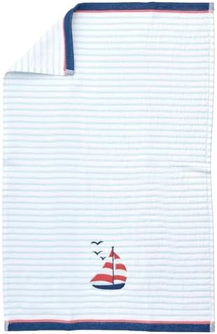 Ritz 2-Piece Cotton Velour Bathroom Hand Towel Set, Embroidered Sailboat Design - Image 6