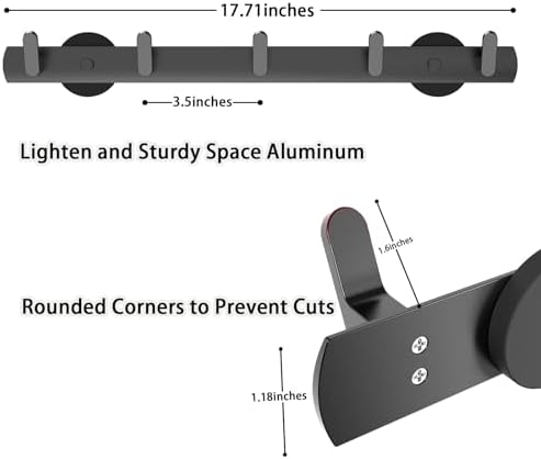 Strong Magnetic Coat Hooks-5 Hooks Matte Black Magnetic Hanger Holder-Heavy - Image 2