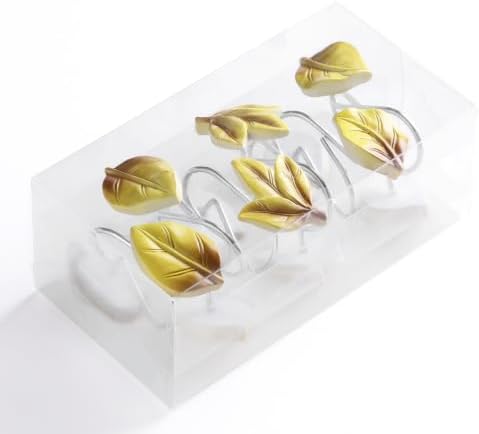 Yellow Plant Leaf Shower Curtain Hooks, Eucalyptus Bathroom Decor - Image 2
