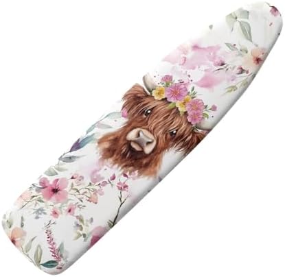 Highland Cow Floral Ironing Board Cover Universal Size 15x54 by Tomeusey