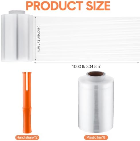 Jutom 8 Pcs Mini Stretch Film Industrial Shrink Wrap Roll Plastic Film - Image 2