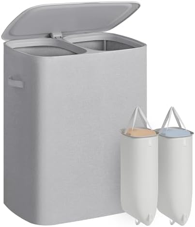 SONGMICS Laundry Hamper with Lid, 160L Laundry Basket, 2 Sections by Unknown