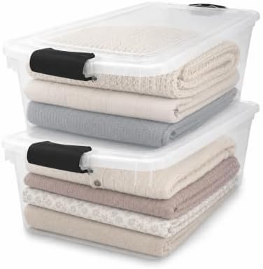 HOMZ Clear Plastic Storage Bins w/Latching Lid, 66 Qt, 2 Pack by Homz