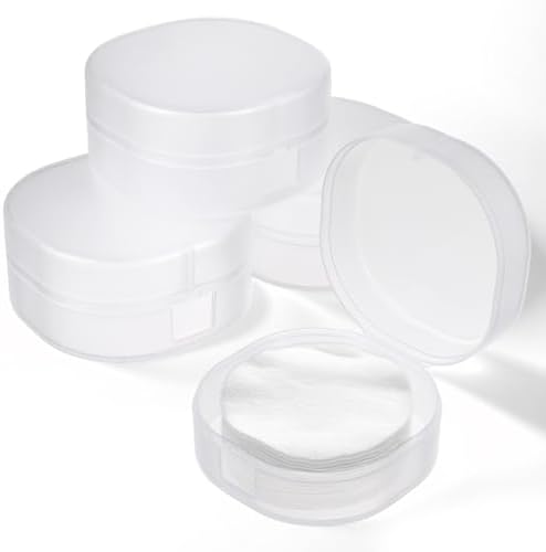 QfwdfcTrenz 4Pcs Plastic Cotton Round Holder Cosmetic Cotton Pad Holder White by Unknown