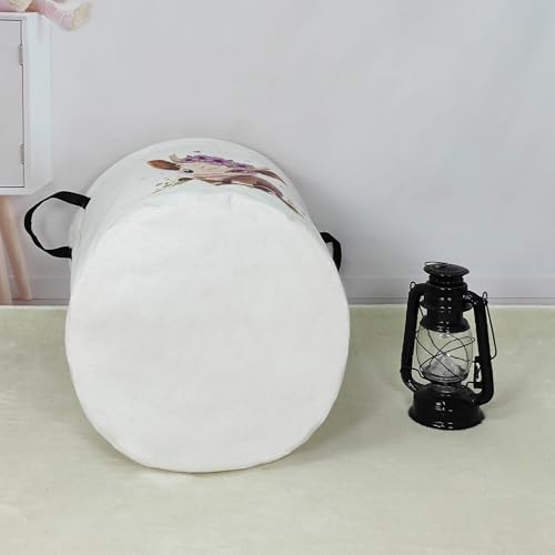 Round Cute calf Laundry Hamper Waterproof Fabric Home Storage - Image 4