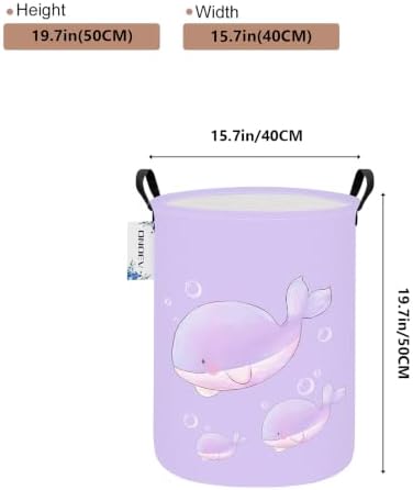 Round Purple Whale Laundry Hamper, Storage Basket - Image 2