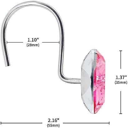 Pink Diamond Crystal Bling Shower Curtain Hooks Rings - Image 5