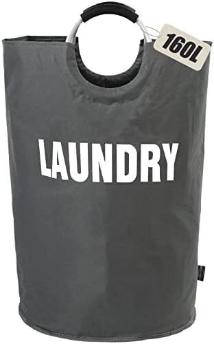 DOKEHOM 160L XX-Large Laundry Basket Bag, Collapsible Hamper, Dark Grey by DOKEHOM
