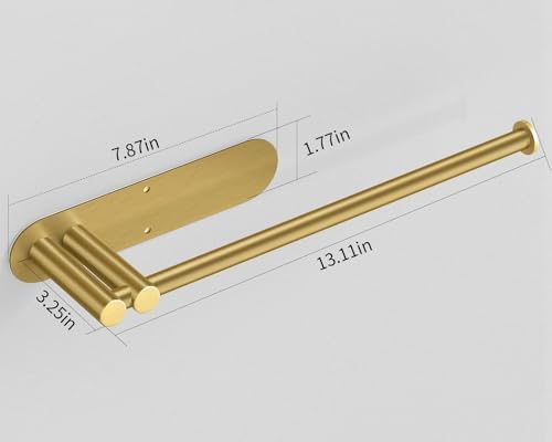 STWWO Under Cabinet Paper Towel Holder, Self Adhesive Paper Towel Rack Gold - Image 6