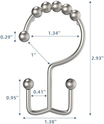 Matte Nickel Shower Curtain Hooks Double Sided - Image 2