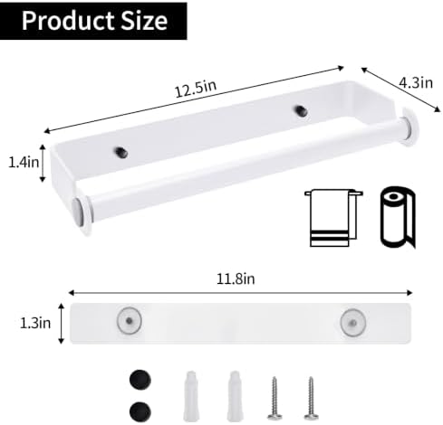 Under Cabinet Paper Towel Holder, Adhesive or Wall Mount（White） - Image 2