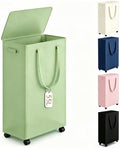 Slim Laundry Hamper with Wheels, 15 Gal Rolling Laundry Basket with lid and by Vincona