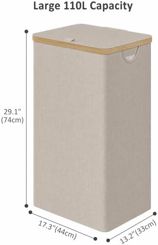 IEGrow Laundry Hamper with Lid, 110L Laundry Basket with Mesh Bags - Image 2