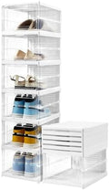 ZLLZUU Upgrade Clear Foldable Shoe Storage Organizer, No Assembly 6 Tiers Shoe by ZLLZUU