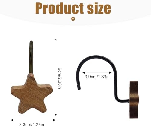 Shower Curtain Hooks, Wood Decorative Shower Curtain Rings, Modern Round Log - Image 3