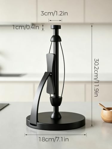 VEHHE Black Paper Towel Holder Countertop, Spring Activated Arm - Image 5