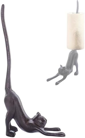 Cat Paper Towel Holder 17'' Cast Iron Paper Towel Holder Funny Toilet Paper by mozhixue