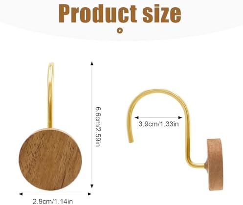 Shower Curtain Hooks, Wood Decorative Shower Curtain Rings, Modern Round Log - Image 4