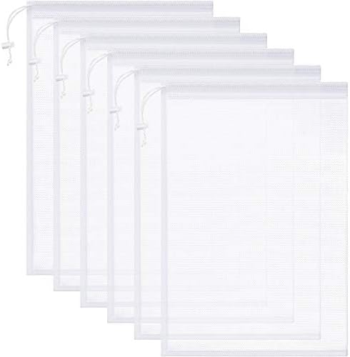 Frienda 6 Pieces Mesh Stuff Sack, 11 x 15 Inch Durable Nylon Mesh Drawstring by Frienda