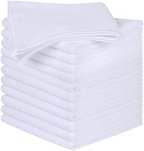 SINLAND Microfiber Cleaning Cloth Kitchen Dish Cloths 12x12In 12 Pack White by SINLAND