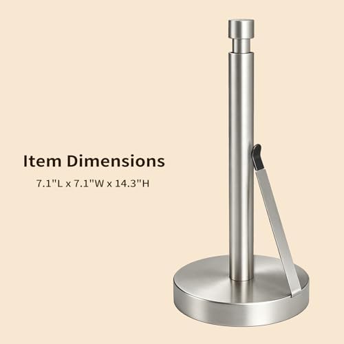 YUMORE Heavy Duty Paper Towel Holder Countertop Weighted Base Silver - Image 6