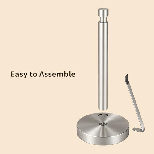 YUMORE Heavy Duty Paper Towel Holder Countertop Weighted Base Silver - Image 7