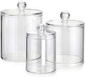 Hipiwe Set of 3 Cotton Ball and Swab Organizer Acrylic Q-Tips Jar by Hipiwe