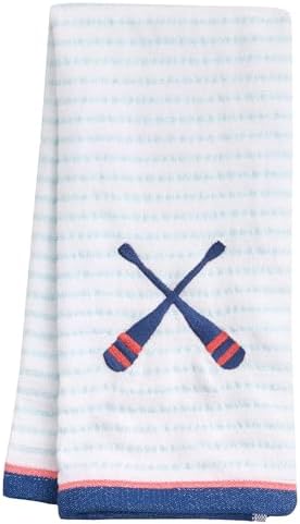 Ritz 2-Piece Cotton Velour Bathroom Hand Towel Set, Embroidered Criss Cross Oars by RITZ