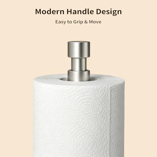 YUMORE Heavy Duty Paper Towel Holder Countertop Weighted Base Silver - Image 4