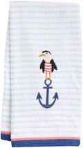 Ritz 2-Piece Cotton Velour Bathroom Hand Towel Set, Embroidered Anchor Seagull by RITZ