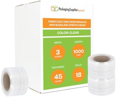 PSBM Mini Stretch Wrap with Plastic Handle, 18 Rolls 3 Inch x 1000 Feet 45 - Image 2
